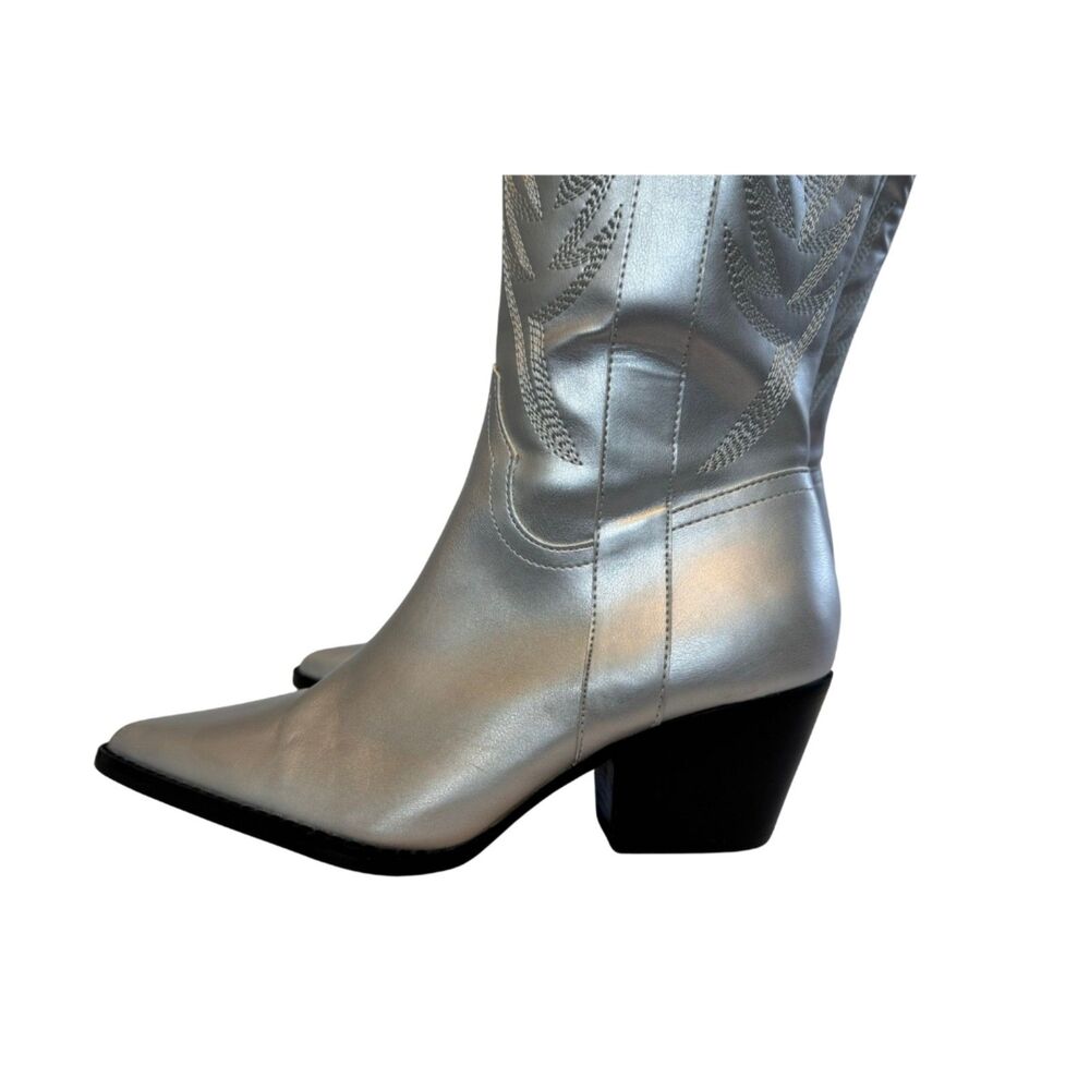 Oasis Society Samara Silver Western Boots Size 9 - Picture 3 of 8
